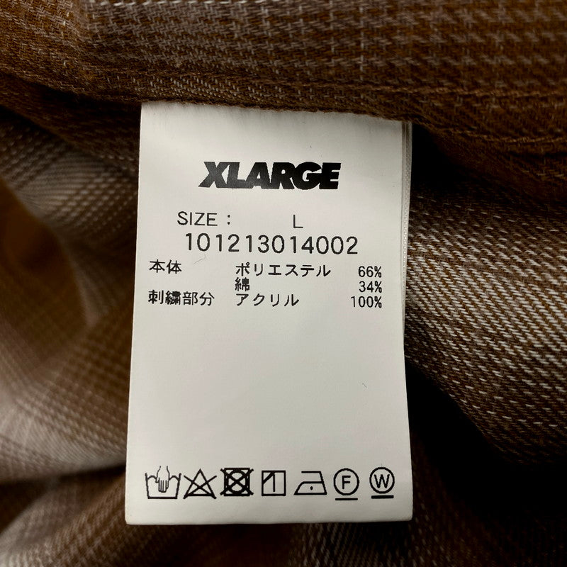 【中古品】【メンズ】 XLARGE エクストララージ 101213014002 PATCHED FLANNEL SHIRT パッチドフランネルシャツ トップス 長袖 142-250302-ma-17-izu サイズ：L カラー：茶 万代Net店