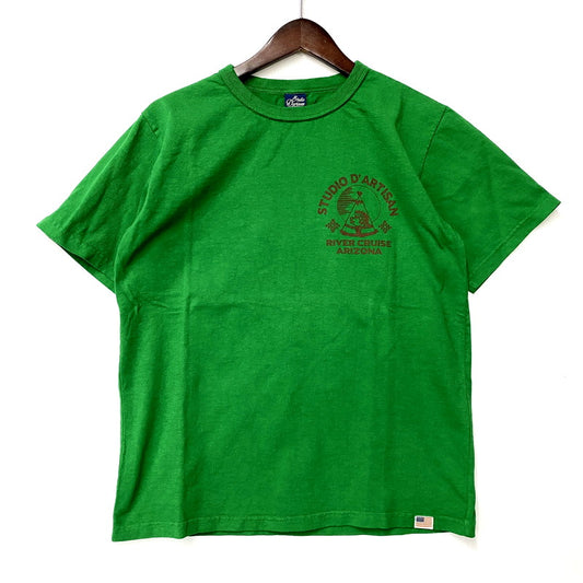 【中古美品】【メンズ】 STUDIO D’ARTISAN ステュディオダルチザン 8142B RIVER CRUISE リバ－クル－ズ SS TEE ショ－トスリ－ブ Ｔシャツ トップス 半袖 145-250302-ya-04-izu サイズ：S カラー：グリ－ン 万代Net店