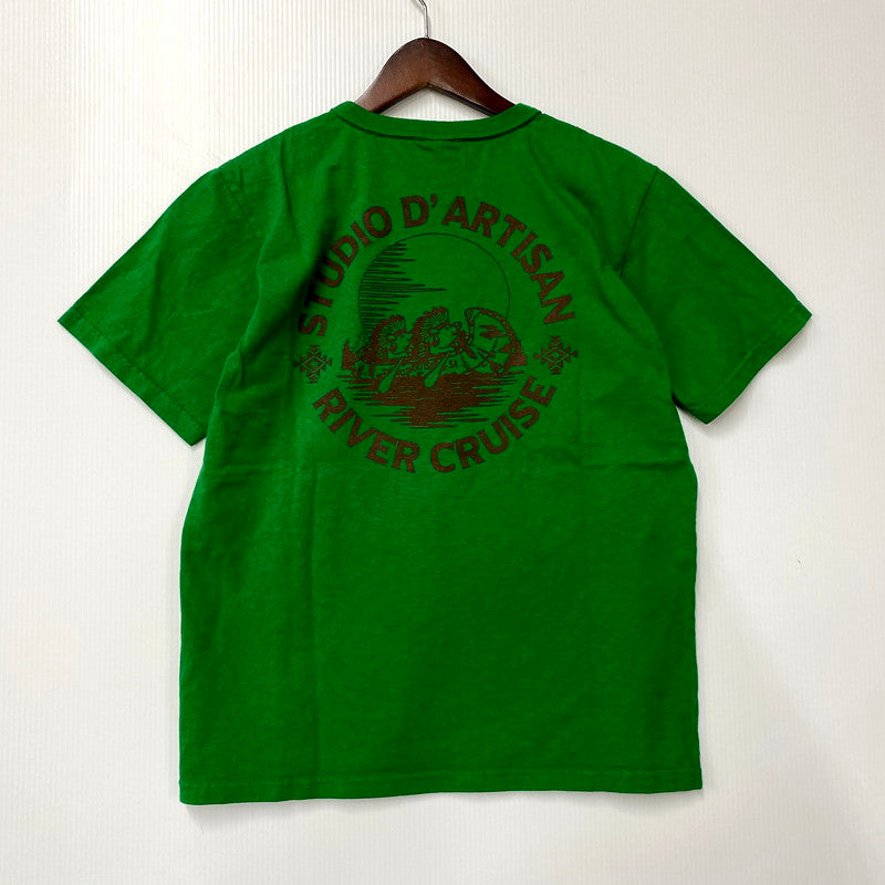 【中古美品】【メンズ】 STUDIO D’ARTISAN ステュディオダルチザン 8142B RIVER CRUISE リバ－クル－ズ SS TEE ショ－トスリ－ブ Ｔシャツ トップス 半袖 145-250302-ya-04-izu サイズ：S カラー：グリ－ン 万代Net店