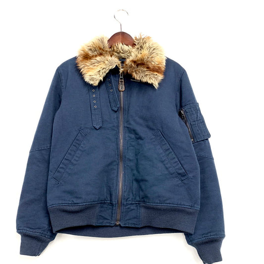 【中古品】【メンズ】 HOUSTON ヒューストン FUR COLLAR FLIGHT JACKET 5018 ファーカラー フライトジャケット アウター 145-250301-as-32-izu サイズ：M カラー：ネイビー 万代Net店