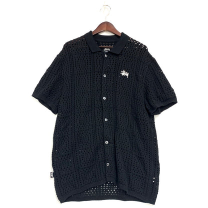 【中古品】【メンズ】 STUSSY ステューシー CROCHET SHIRT クロシェ シャツ ニット 半袖 トップス 142-250301-as-39-izu サイズ：M カラー：ブラック 万代Net店