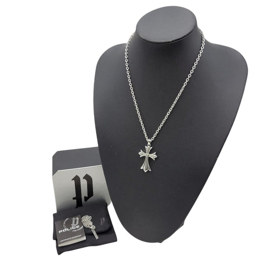 【中古品】【メンズ/レディース】 POLICE ポリス STAINLESS STEEL CROSS MOTIF NECKLACE ステンレススチール クロス モチーフ ネックレス アクセサリー 192-250227-as-37-izu カラー：シルバー 万代Net店