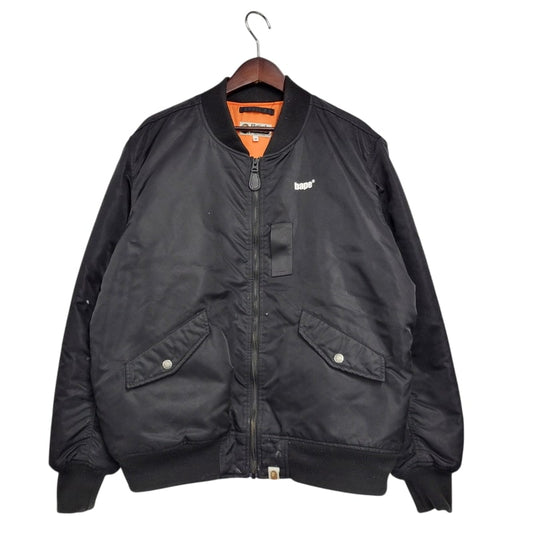 【現状渡し品】【メンズ】 A BATHING APE アベイシングエイプ MA-1 BOMBER JACKET 001GDJ201001H ボンバージャケット アウター 142-250227-as-01-izu サイズ：M カラー：ブラック 万代Net店