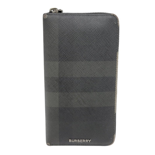 【現状渡し品】【メンズ/レディース】 BURBERRY バーバリー チャコールチェック ラウンドファスナー 長財布 ウォレット 181-250227-as-16-izu カラー：ブラック系 万代Net店