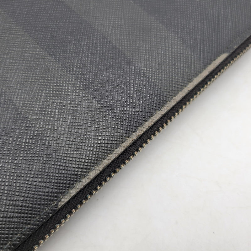 【現状渡し品】【メンズ/レディース】 BURBERRY バーバリー チャコールチェック ラウンドファスナー 長財布 ウォレット 181-250227-as-16-izu カラー：ブラック系 万代Net店