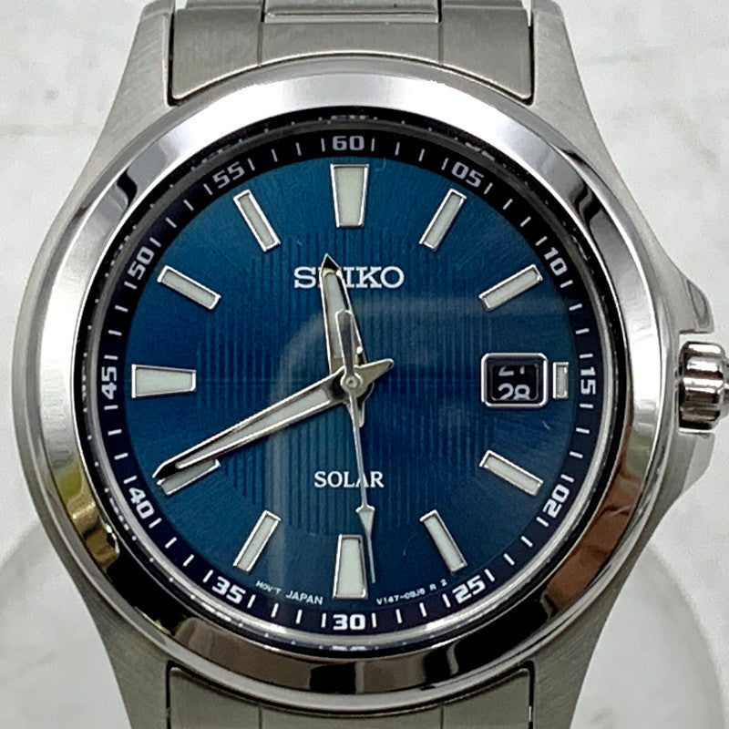 【中古品】【メンズ】 SEIKO セイコー V147-0AR0 SBPN071 ソーラー ネイビー文字盤 スピリット クロノグラフ 腕時計 197-250228-ma-14-izu カラー：シルバー 万代Net店