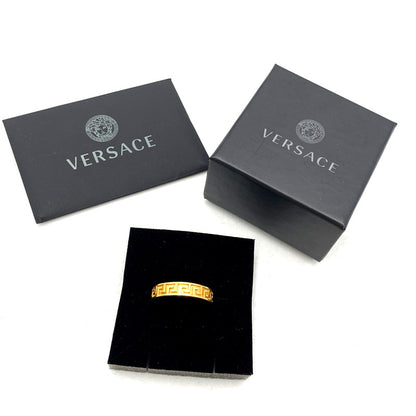 【中古品】【メンズ】 VERSACE ヴェルサーチ DG55941S GREEK FLAT BAND RING グリーク フラットバンドリング  182-250228-ma-13-izu サイズ：22.5号 カラー：ゴールド 22.5号 万代Net店