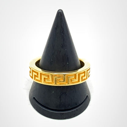 【中古品】【メンズ】 VERSACE ヴェルサーチ DG55941S GREEK FLAT BAND RING グリーク フラットバンドリング  182-250228-ma-13-izu サイズ：22.5号 カラー：ゴールド 22.5号 万代Net店