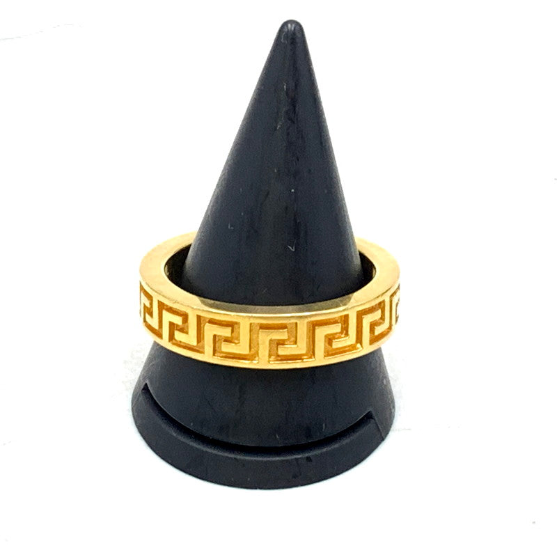 【中古品】【メンズ】 VERSACE ヴェルサーチ DG55941S GREEK FLAT BAND RING グリーク フラットバンドリング  182-250228-ma-13-izu サイズ：22.5号 カラー：ゴールド 22.5号 万代Net店