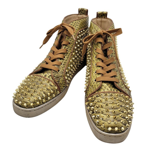 【中古品】【メンズ】 Christian Louboutin クリスチャンルブタン LOUIS SPIKES HIGH CUT SNEAKER ルイススパイク ハイカットスニーカー シューズ 靴 183-250302-ay-08-izu カラー：ゴールド 万代Net店