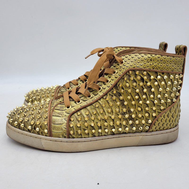 【中古品】【メンズ】 Christian Louboutin クリスチャンルブタン LOUIS SPIKES HIGH CUT SNEAKER ルイススパイク ハイカットスニーカー シューズ 靴 183-250302-ay-08-izu カラー：ゴールド 万代Net店