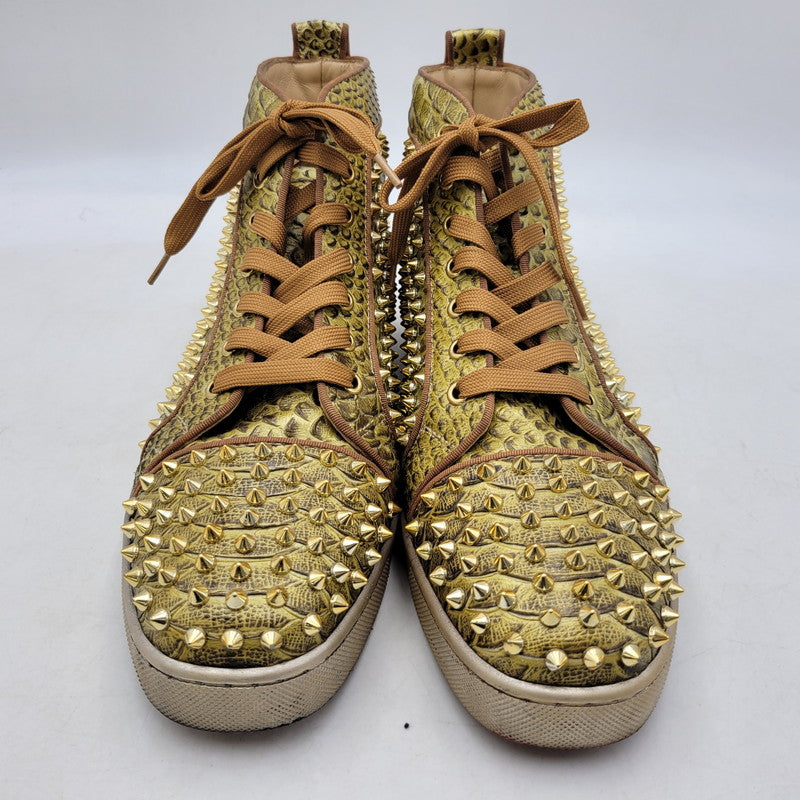 【中古品】【メンズ】 Christian Louboutin クリスチャンルブタン LOUIS SPIKES HIGH CUT SNEAKER ルイススパイク ハイカットスニーカー シューズ 靴 183-250302-ay-08-izu カラー：ゴールド 万代Net店