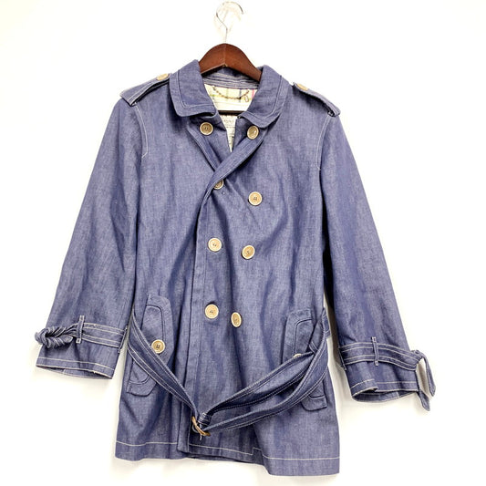 【中古品】【レディース】 COACH コーチ SHORT TRENCH COAT ショートトレンチコート アウター 168-250307-as-09-izu サイズ：L カラー：ブルー系 万代Net店