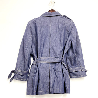 【中古品】【レディース】 COACH コーチ SHORT TRENCH COAT ショートトレンチコート アウター 168-250307-as-09-izu サイズ：L カラー：ブルー系 万代Net店