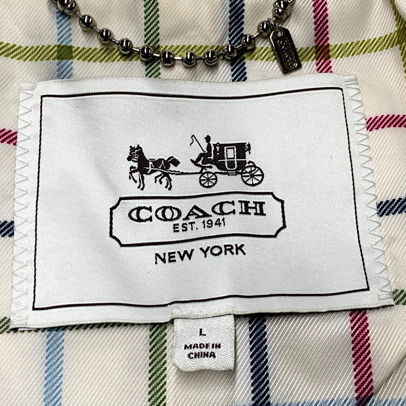 【中古品】【レディース】 COACH コーチ SHORT TRENCH COAT ショートトレンチコート アウター 168-250307-as-09-izu サイズ：L カラー：ブルー系 万代Net店