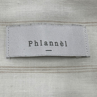 【中古品】【メンズ】  PHLANNEL フランネル COTTON LINEN LS BAND COLLAR SHIRT BBZ2011404A0001 コットンリネン ロングスリーブ バンドカラーシャツ ストライプ 長袖 トップス 140-250307-as-08-izu サイズ：3 カラー：ホワイト 万代Net店