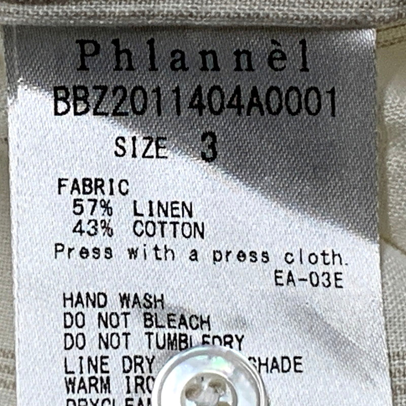 【中古品】【メンズ】  PHLANNEL フランネル COTTON LINEN LS BAND COLLAR SHIRT BBZ2011404A0001 コットンリネン ロングスリーブ バンドカラーシャツ ストライプ 長袖 トップス 140-250307-as-08-izu サイズ：3 カラー：ホワイト 万代Net店