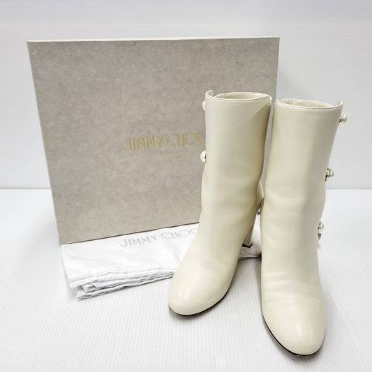 【中古品】【レディース】 RINA 85 PEARL BUTTON BOOTS パールボタン ブーツ シューズ 靴 183-250303-as-17-izu サイズ：38 カラー：ホワイト 万代Net店