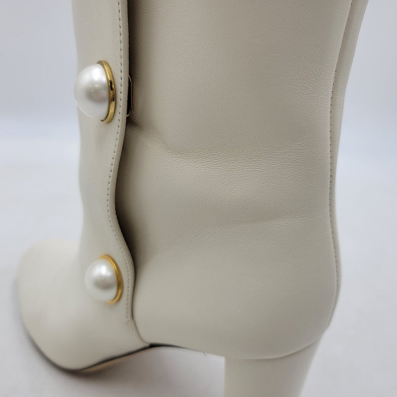 【中古品】【レディース】 RINA 85 PEARL BUTTON BOOTS パールボタン ブーツ シューズ 靴 183-250303-as-17-izu サイズ：38 カラー：ホワイト 万代Net店