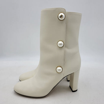【中古品】【レディース】 RINA 85 PEARL BUTTON BOOTS パールボタン ブーツ シューズ 靴 183-250303-as-17-izu サイズ：38 カラー：ホワイト 万代Net店