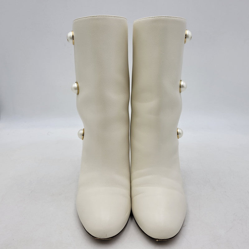 【中古品】【レディース】 RINA 85 PEARL BUTTON BOOTS パールボタン ブーツ シューズ 靴 183-250303-as-17-izu サイズ：38 カラー：ホワイト 万代Net店