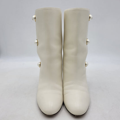 【中古品】【レディース】 RINA 85 PEARL BUTTON BOOTS パールボタン ブーツ シューズ 靴 183-250303-as-17-izu サイズ：38 カラー：ホワイト 万代Net店
