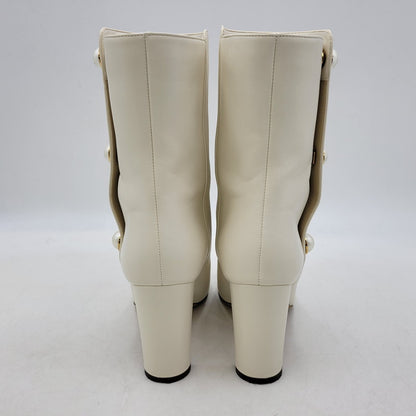 【中古品】【レディース】 RINA 85 PEARL BUTTON BOOTS パールボタン ブーツ シューズ 靴 183-250303-as-17-izu サイズ：38 カラー：ホワイト 万代Net店