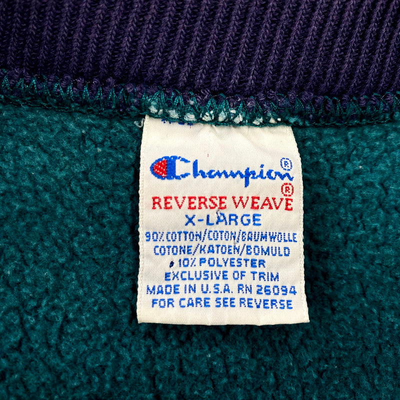 【中古品】【メンズ】 Champion チャンピオン REVERSE WEAVE 90S RIB SWEATSHIRT リバースウィーブ リブ スウェットシャツ USA製 トレーナー 長袖 トップス 146-250303-as-09-izu サイズ：XL カラー：グリーン系 万代Net店