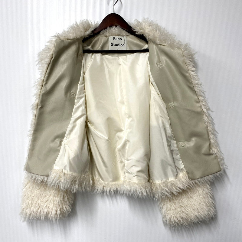 【中古品】【レディース】  FANO STUDIOS ファノストゥディオス BIG COLLAR FAUX FUR JACKET ビッグカラー フェイクファー ジャケット アウター 168-250307-as-25-izu サイズ：S カラー：ホワイト 万代Net店