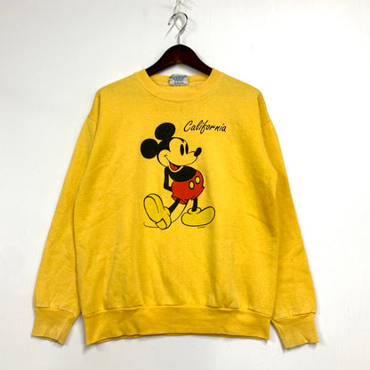 【中古品】【メンズ】 Velva Sheen ベルバシーン 80S CALIFORNIA MICKEY SWEATSHIRT カリフォルニア ミッキー スウェットシャツ USA製 トレーナー 長袖 トップス 146-250307-as-02-izu サイズ：M カラー：イエロー 万代Net店