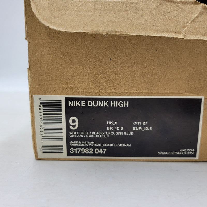 【中古品】【メンズ】 NIKE ナイキ DUNK HIGH 317982-047 ダンク ハイ スニーカー シューズ 靴 160-250304-as-20-izu サイズ：27cm カラー：WOLF GREY/BLACK-TURQUOISE BLUE 万代Net店