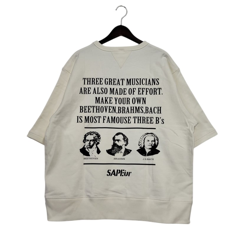 【中古美品】【メンズ】  SAPEur サプール SS SWEAT BEETHOVEN A0021-154 ショートスリーブ スウェット ベートーヴェン 半袖 トップス 142-250311-as-01-izu サイズ：XXL カラー：ホワイト 万代Net店