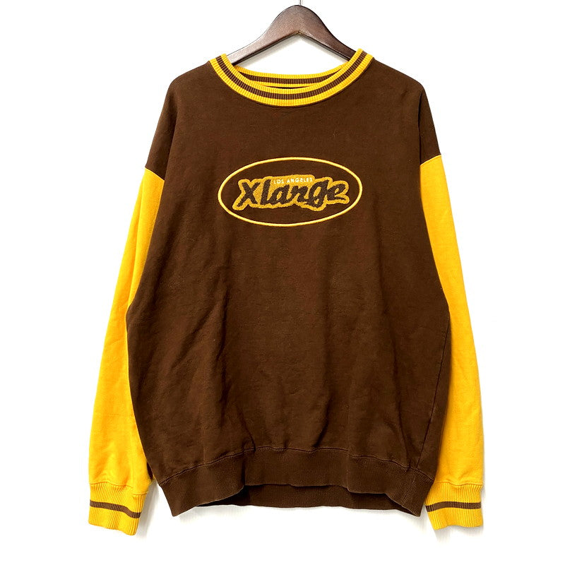 【中古品】【メンズ】 XLARGE エクストララージ RETRO CREWNECK SWEAT 101223012011 レトロ クルーネック スウェット トレーナー 長袖 トップス 142-250312-as-06-izu サイズ：M カラー：ブラウン 万代Net店