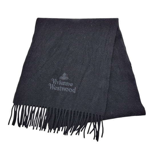 【中古品】【メンズ/レディース】 Vivienne Westwood ヴィヴィアンウエストウッド WOOL FRINGE MUFFLER ウール フリンジ マフラー 187-250313-as-28-izu カラー：ブラック 万代Net店