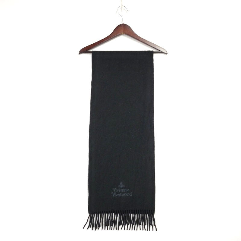 【中古品】【メンズ/レディース】 Vivienne Westwood ヴィヴィアンウエストウッド WOOL FRINGE MUFFLER ウール フリンジ マフラー 187-250313-as-28-izu カラー：ブラック 万代Net店