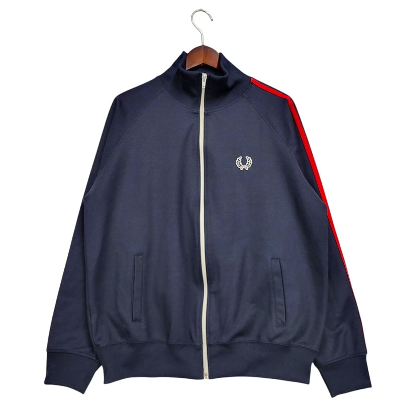 【中古品】【メンズ】 FRED PERRY フレッドペリー 80S TRACK JACKET J5327 トラックジャケット ポルトガル製 ジャージ ロゴ ワッペン アウター 141-250306-ay-05-izu サイズ：L カラー：ネイビー 万代Net店