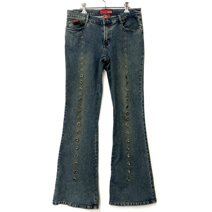 【中古品】【メンズ】  LE MORE リモア DESIGN FLARE DENIM PANTS デザイン フレア デニムパンツ ジーンズ ボトムス 157-250304-as-10-izu サイズ：11 カラー：インディゴ 万代Net店