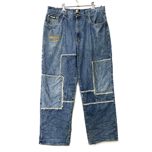 【現状渡し品】【メンズ】 enyce エニーチェ 90-00S PATCHWORK WIDE DENIM PANTS パッチワーク ワイドデニムパンツ ジーンズ ボトムス 157-250304-as-11-izu サイズ：38 カラー：インディゴ 万代Net店