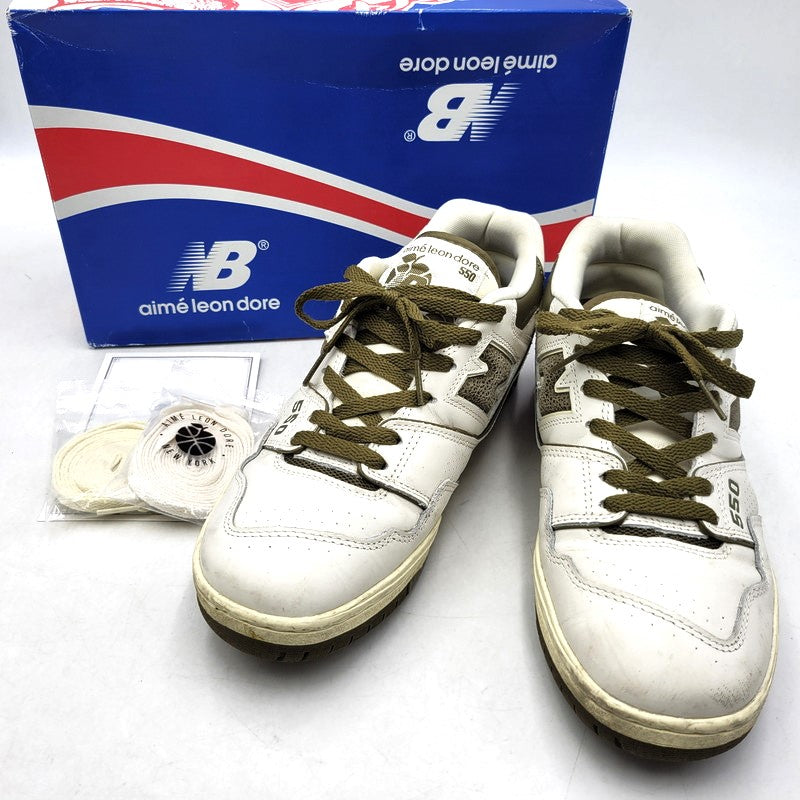 【中古品】【メンズ】 NEW BALANCE ニューバランス × AIME LEON DORE エメレオンドレ 550 BB550AD1 スニーカー シューズ 靴 162-250307-as-15-izu サイズ：27.5cm カラー：ホワイト×オリーブ系 万代Net店