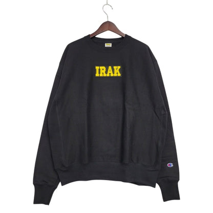 【中古美品】【メンズ】  IRAK NEW YORK BOX LOGO CREWNECK SWEATSHIRT アイラック ニューヨーク ボックスロゴ クルーネック スウェットシャツ トレーナー 刺繍 トップス 142-250306-ay-06-izu サイズ：L カラー：ブラック 万代Net店