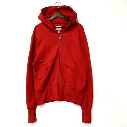 【中古品】【メンズ】 EVISU エヴィス KAMOME BACK LOGO ZIP-UP HOODED SWEATSHIRT カモメ バックロゴ ジップアップ フーデッド スウェットシャツ パーカー 長袖 トップス 145-250313-as-02-izu サイズ：38 カラー：レッド 万代Net店