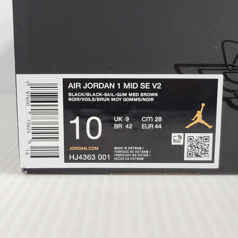 【中古美品】【メンズ】 NIKE ナイキ AIR JORDAN 1 MID SE V2 HJ4363-001 エアジョーダン1 ミッド SE V2 スニーカー シューズ 靴 160-250309-as-09-izu サイズ：28cm カラー：BLACK/BLACK-SAIL-GUM MED BROWN 万代Net店