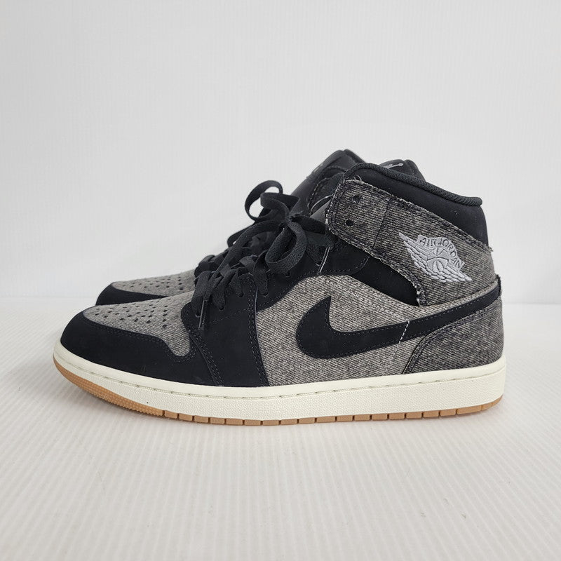 【中古美品】【メンズ】 NIKE ナイキ AIR JORDAN 1 MID SE V2 HJ4363-001 エアジョーダン1 ミッド SE V2 スニーカー シューズ 靴 160-250309-as-09-izu サイズ：28cm カラー：BLACK/BLACK-SAIL-GUM MED BROWN 万代Net店