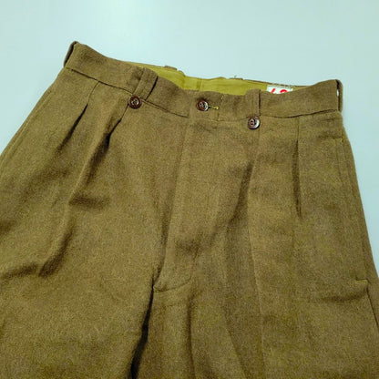 【中古美品】【メンズ】  FRENCH ARMY フレンチアーミー 50-60S 2-TUCK WOOL TROUSERS 2タック ウールトラウザーズ 後期 パンツ ボトムス 157-250309-as-25-izu サイズ：43 カラー：カーキ系 万代Net店