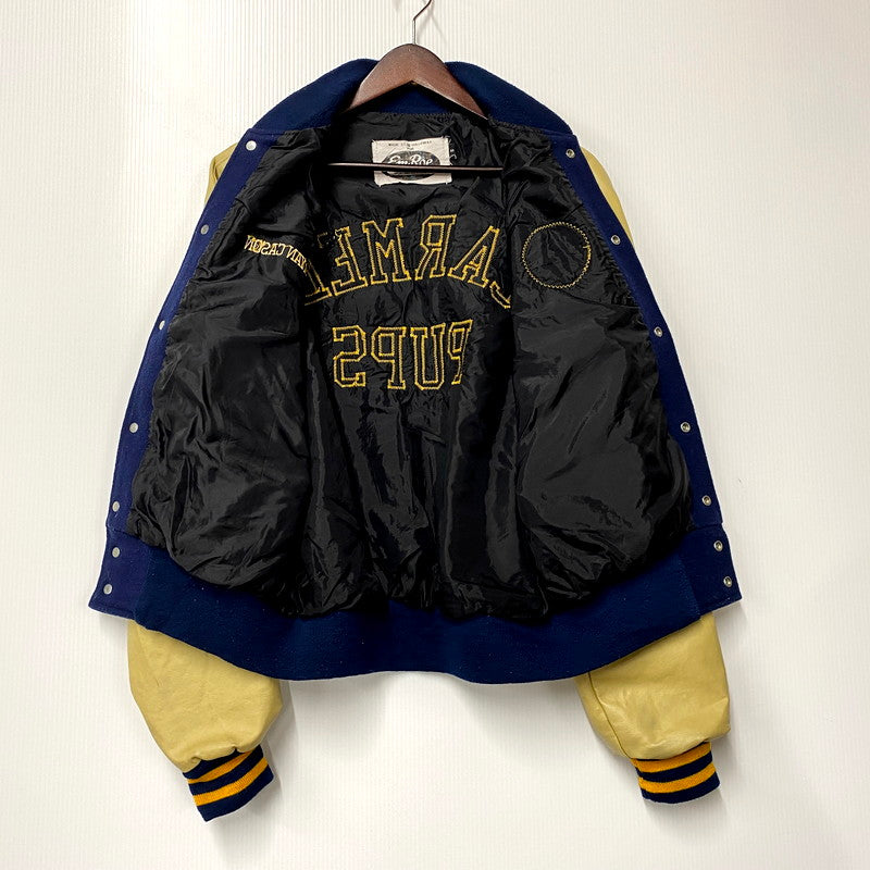 【現状渡し品】【メンズ】  EM ROE MADE BY HOLLOWAY STADIUM JACKET スタジアムジャケット USA製 スタジャン アウター 146-250311-as-30-izu サイズ：S カラー：ネイビー×ベージュ系 万代Net店