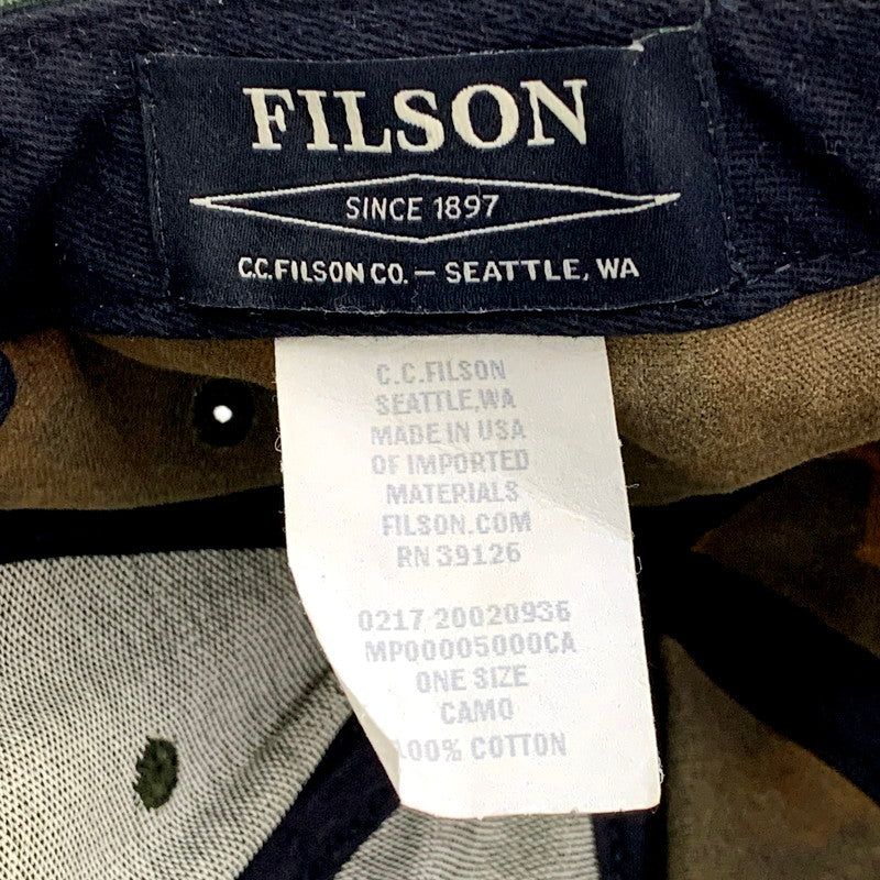 【中古品】【メンズ/レディース】 FILSON フィルソン CAMO LOGGER CAP USA製 カモ ロガー キャップ 帽子 185-250312-as-33-izu サイズ：ONE SIZE カラー：マルチカラー 万代Net店