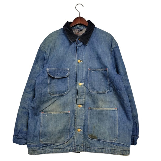 【現状渡し品】【メンズ】  USED VINTAGE 60-70S BLANKET LINER CORDUROY COLLAR DENIM COVERALL ブランケットライナー コーデュロイ カラー デニム カバーオール ジャケット アウター 146-250309-as-16-izu カラー：インディゴ 万代Net店