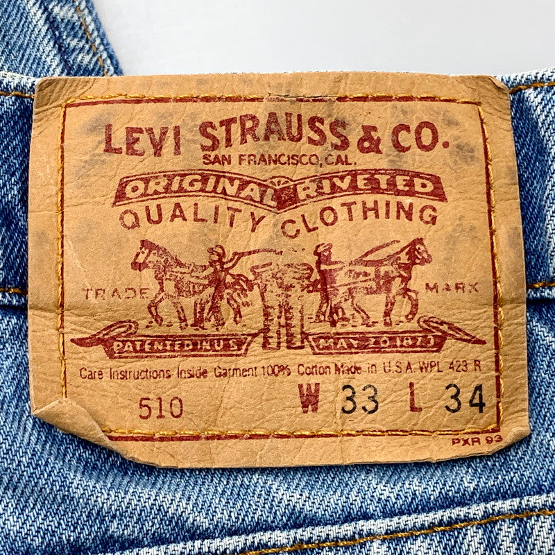 【中古品】【メンズ】 Levi's リーバイス 90S 510 DENIM PANTS デニムパンツ 刻印501 USA製 1996年製 ジーンズ ボトムス 157-250311-as-12-izu サイズ：33×34 カラー：ライトインディゴ 万代Net店