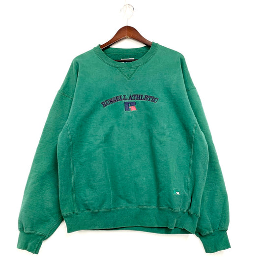 【中古品】【メンズ】  RUSSELL ATHLETIC ラッセルアスレティック 90S SWEATSHIRT USA製 前Vスウェット トレーナー 長袖 トップス 146-250312-as-24-izu サイズ：XL カラー：グリーン 万代Net店