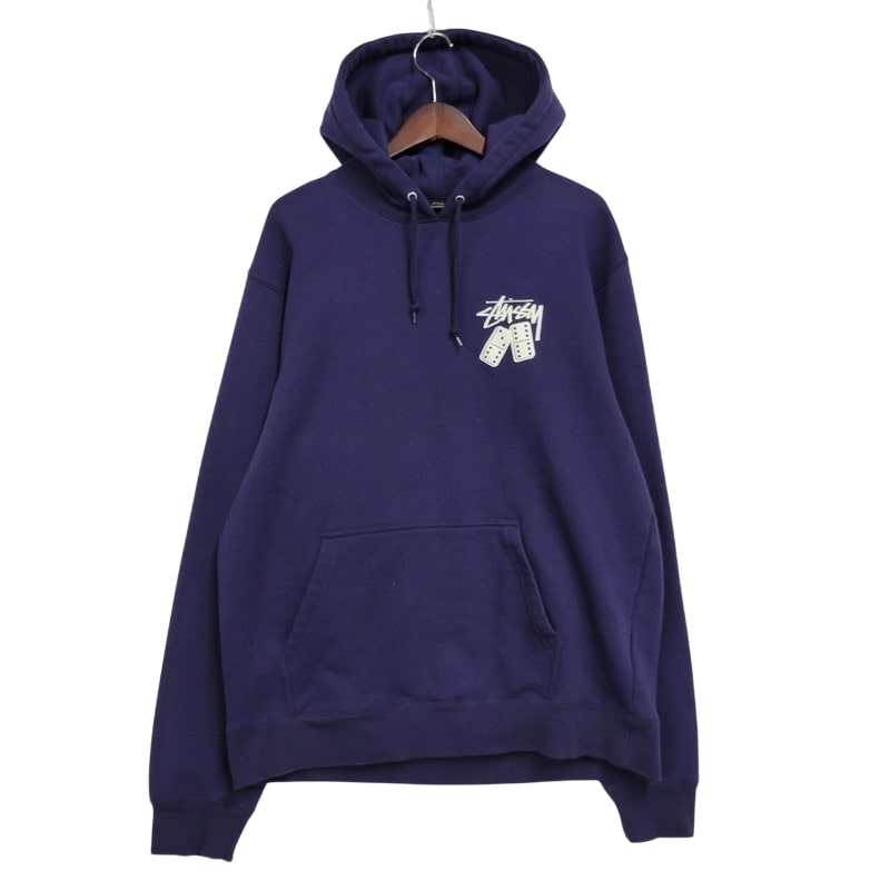 【中古品】【メンズ】 STUSSY ステューシー 20SS DOMINOES HOODED SWEATSHIRT パーカー スウェット 長袖 トップス 142-250310-ay-04-izu サイズ：XL カラー：ネイビー 万代Net店